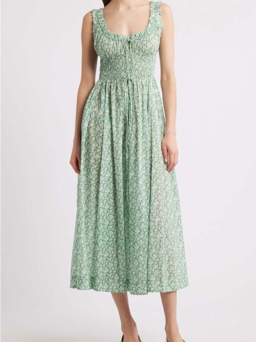 Doen Green Floral Midi Dress